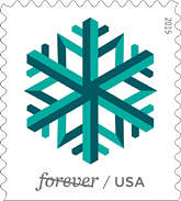 Geometric Snowflake Forever Stamps, USPS, Issue Date is October 23, 2015, New York City