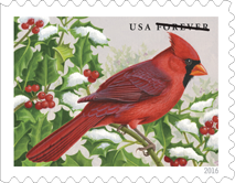 Winter Songbird stamp - Northern Cardinal