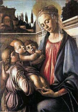 Madonna and Child with two Angels by Sandro Botticelli