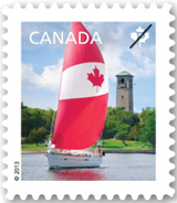Canadian Pride Stamp 2013 - A spinnhaker fills with a summer breeze representing the Candian sails and flags that fill Canadian waterways.