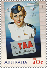 Australia Poster Ad Stamp - Fly TAA - the friendly way 2014
