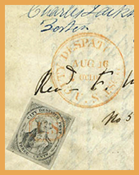 What some collectors regard as the first U.S. postage
stamp