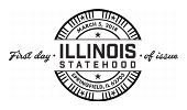 USPS First Day of Issue - Illinois Statehood Stamp - Black and White Cancel 2018