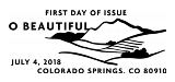 O Beautiful First Day of Issue black and white cancel, July 4, 2018