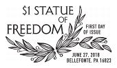 $1 Statue of Freedom Black and White Cancel, USPS 2018