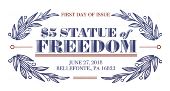 $5 Statue of Freedom Color Cancel, USPS 2018
