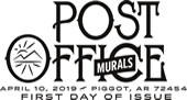 Post Office Murals black and white cancel, 2019, USPS