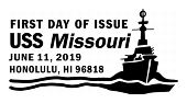 USS Missouri First Day of Issue in black and white