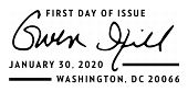 USPS, Gwen Ifill, black and white cancel, 2020
