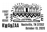 USPS, Kwanzaa Cancel in black and white, 2020