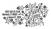 Thank you cancel in black and white, USPS 2020