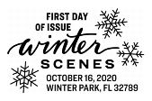 USPS, Winter Scenes Cancel in black and white, 2020