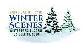 USPS, Winter Scenes cancel in color, 2020