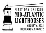 Raven Story Cancel USPS, Mid-Atlantic Lighthouses in black and white, 2021