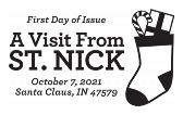 A Visit from St. Nick cancel in black and white