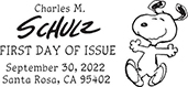 Charles M. Schulz cancel in black and white, USPS