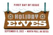Holiday Elves cancel First Day of Issue in color, USPS