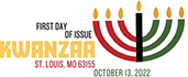 Kwanzaa cancel First Day of Issue in color, USPS