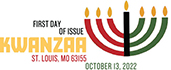 USPS, Kwanzaa Stamp Kwanzaa cancel First Day of Issue in color, USPS