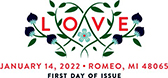 Love Stamp cancel in color