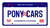 USPS, Pony Cars Stamp Pony Cars cancel First Day of Issue in color, USPS