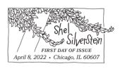 Shel Silverstein cancel First Day of Issue in black and white, USPS