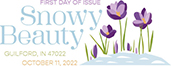 USPS, Snowy Beauty Stamp Snowy Beauty cancel First Day of Issue in color, USPS