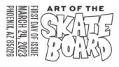 Art of the Skateboard cancel in black and white, USPS