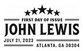 John Lewsi cancel in black and white, USPS
