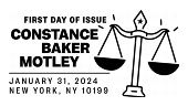 Constance Baker Motley cancel in black and white, USPS