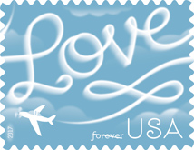 USPS Love stamp 2017, Skywriting Love stamp