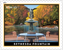 USPS - Bethesda Fountain Stamp, 2019, Priority Express Mail Stamp