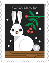 USPS - Winter Woodlands Animals Forever Stamps (Bunny), 2023